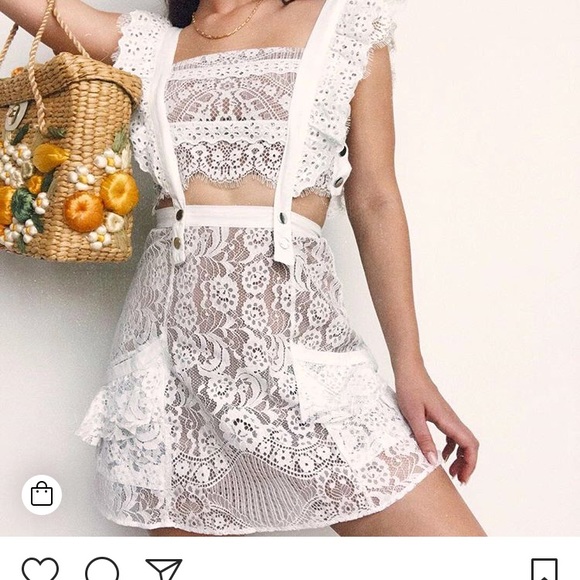 For Love And Lemons Dresses & Skirts - For Love and Lemons Tati Pinafore Lace Mini